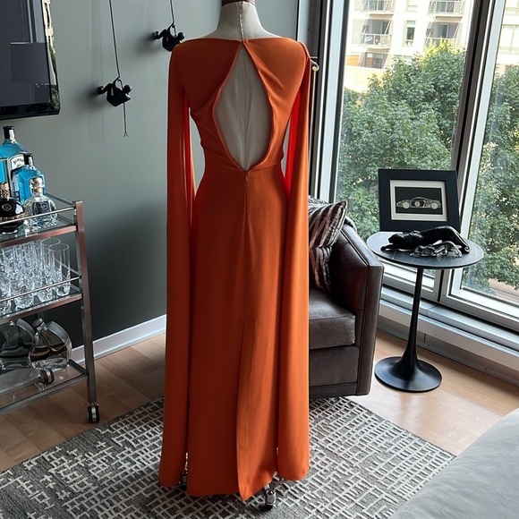 SOLACE LONDON Sadie Cape-effect Crepe Gown in Apricot Size UK 4 / US 0 - Picture 6 of 10